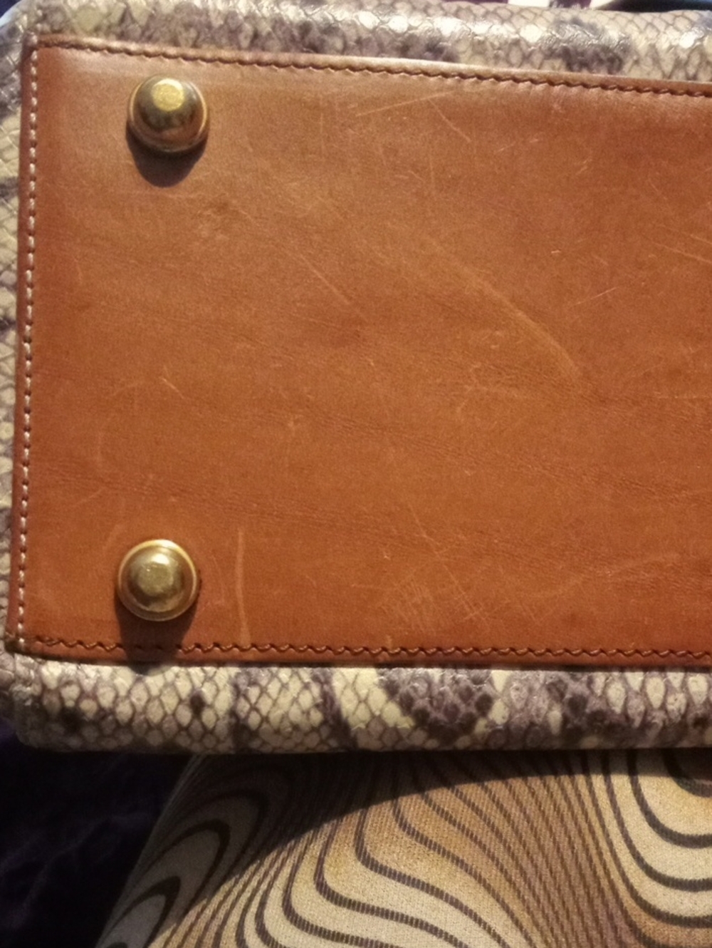 Brahmin Vintage Leather Satchel.Brown And Cream Snakeprint - Picture 13 of 15